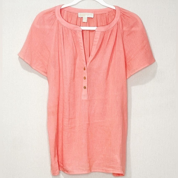 Michael Kors Tops - Michael Kors Top Coral‎ with Gold Buttons Size Small